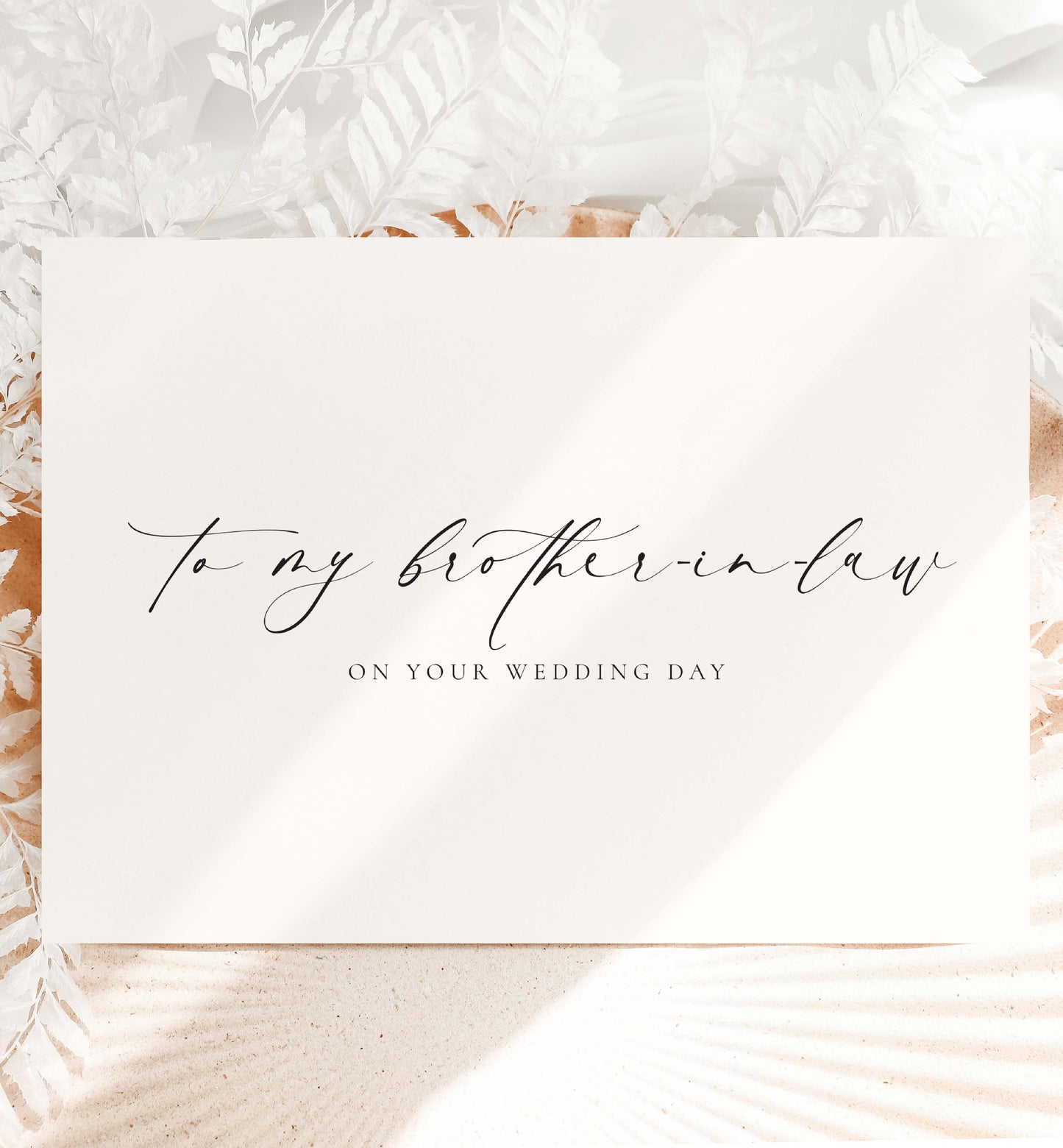 To My Brother-In-Law On YOUR Wedding Day Card, Modern Minimalist Wedding Day Card, Sibling To Groom Wedding Day Card, Ivory, Ellesmere
