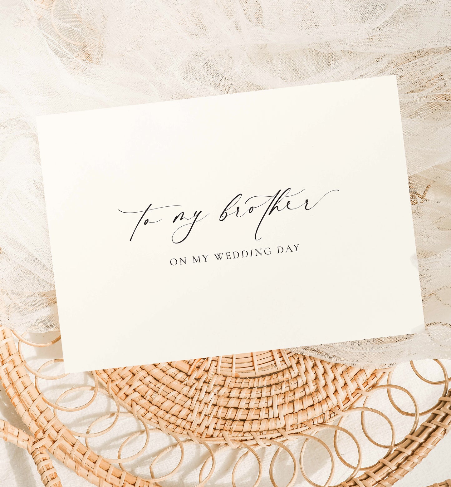 To My Brother On My Wedding Day Card, Modern Minimalist Wedding Day Card, Sibling To Brother Wedding Day Card, Ivory, Ellesmere