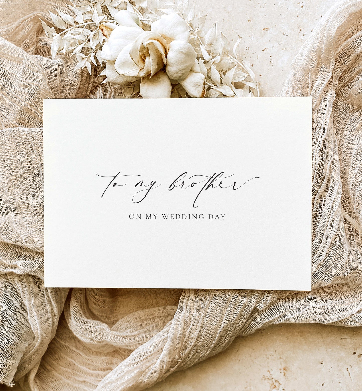 To My Brother On My Wedding Day Card, Modern Minimalist Wedding Day Card, Sibling To Brother Wedding Day Card, Ivory, Ellesmere
