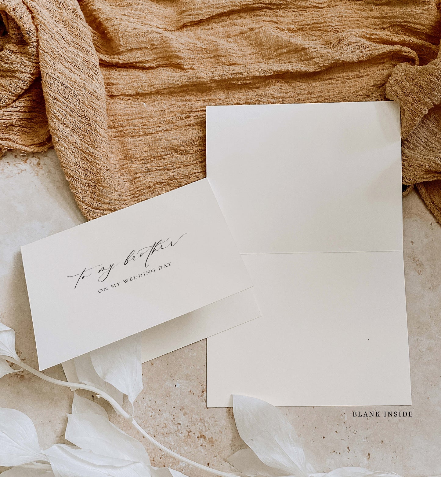 To My Brother On My Wedding Day Card, Modern Minimalist Wedding Day Card, Sibling To Brother Wedding Day Card, Ivory, Ellesmere