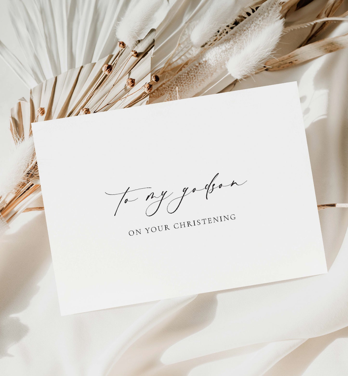 To My Godson on Your Christening Card, Godmother To Godson Christening Card, Godfather To Godson Card, Off-White Ivory, Ellesmere
