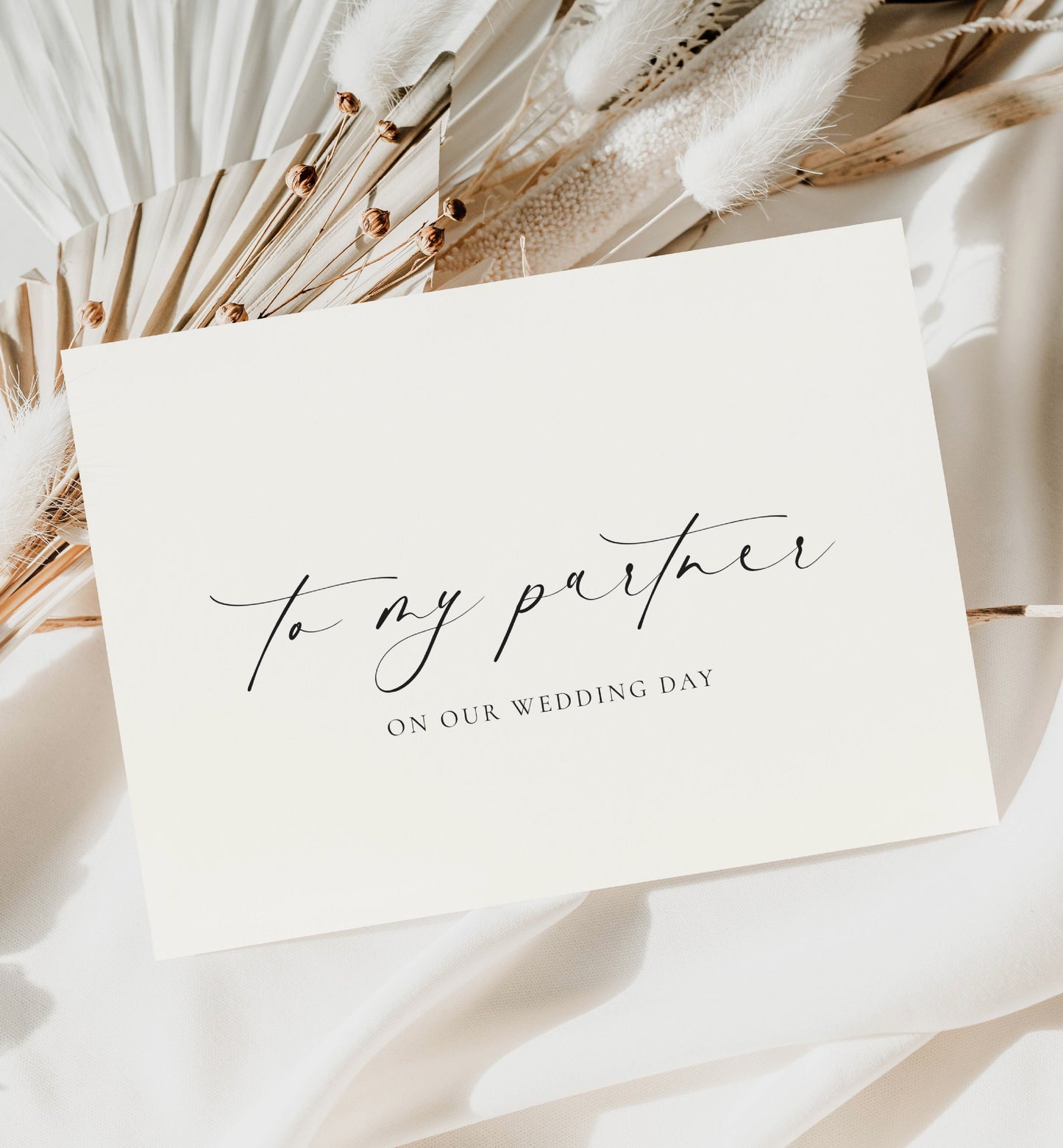 To My Partner On Our Wedding Day Card, Off White Ivory, Minimalist Husband and Wife Card, Bride and Groom Card, Wedding Vows Card Ellesmere