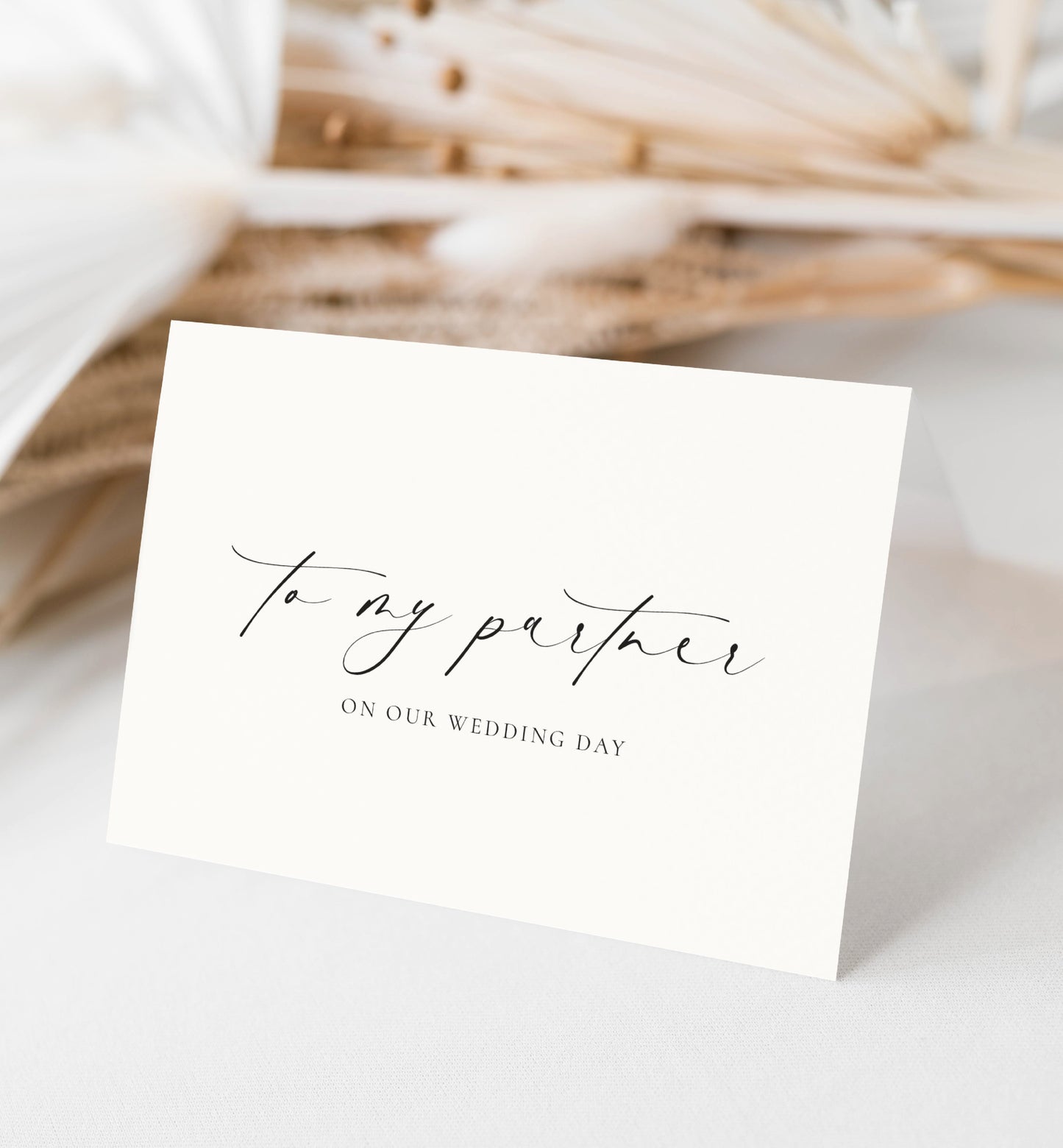 To My Partner On Our Wedding Day Card, Off White Ivory, Minimalist Husband and Wife Card, Bride and Groom Card, Wedding Vows Card Ellesmere