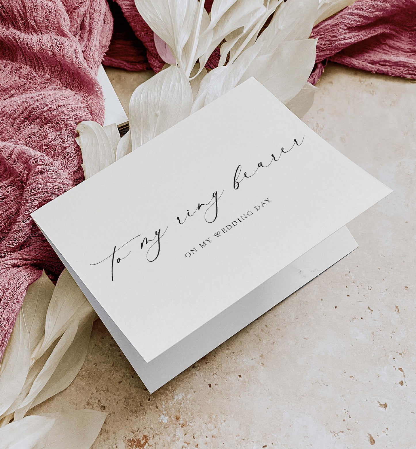 To My Ring Bearer On My Wedding Day Card, Minimalist Wedding Card, Thank You Page Boy Card, Off White Ivory, Ellesmere