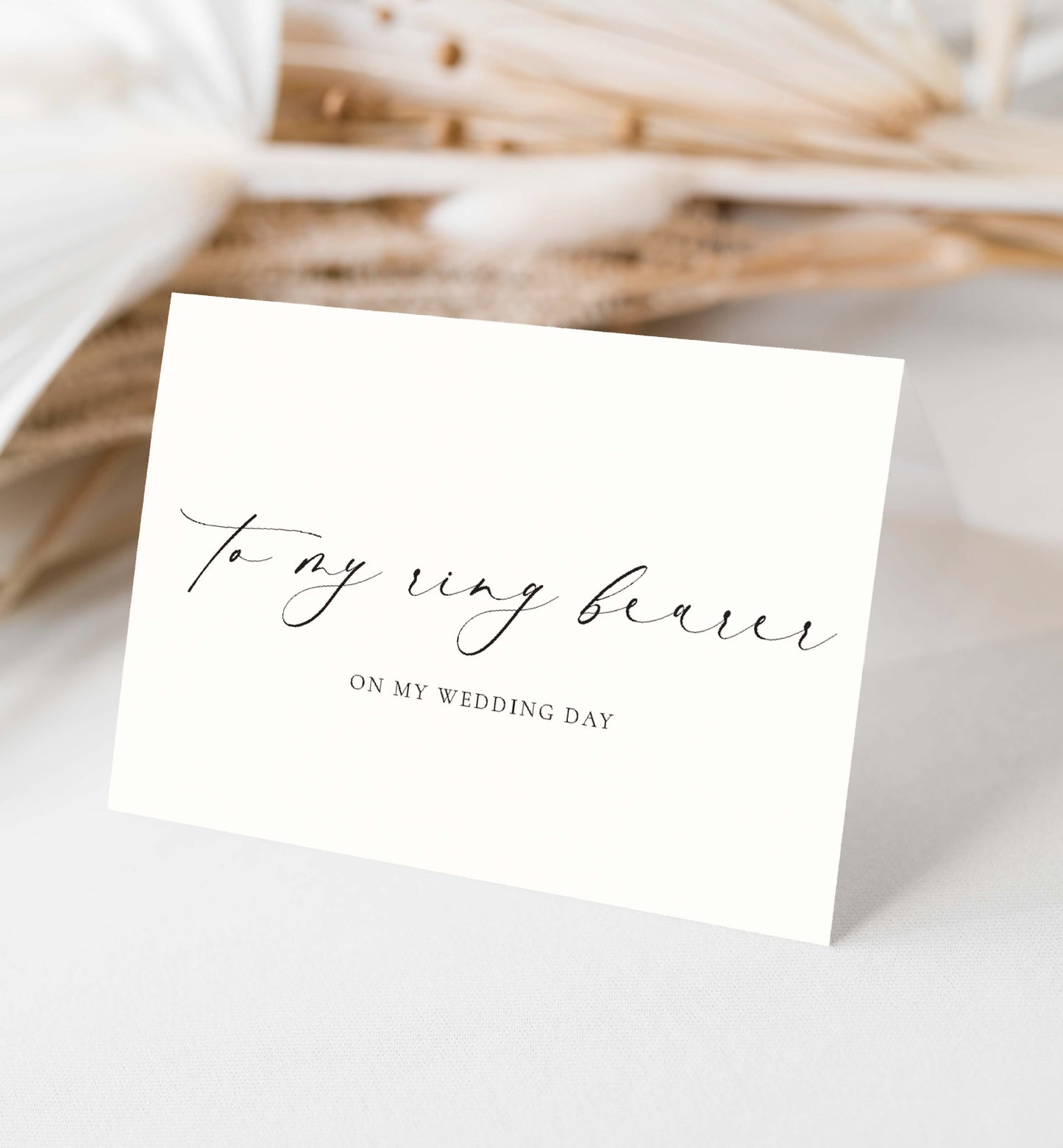 To My Ring Bearer On My Wedding Day Card, Minimalist Wedding Card, Thank You Page Boy Card, Off White Ivory, Ellesmere