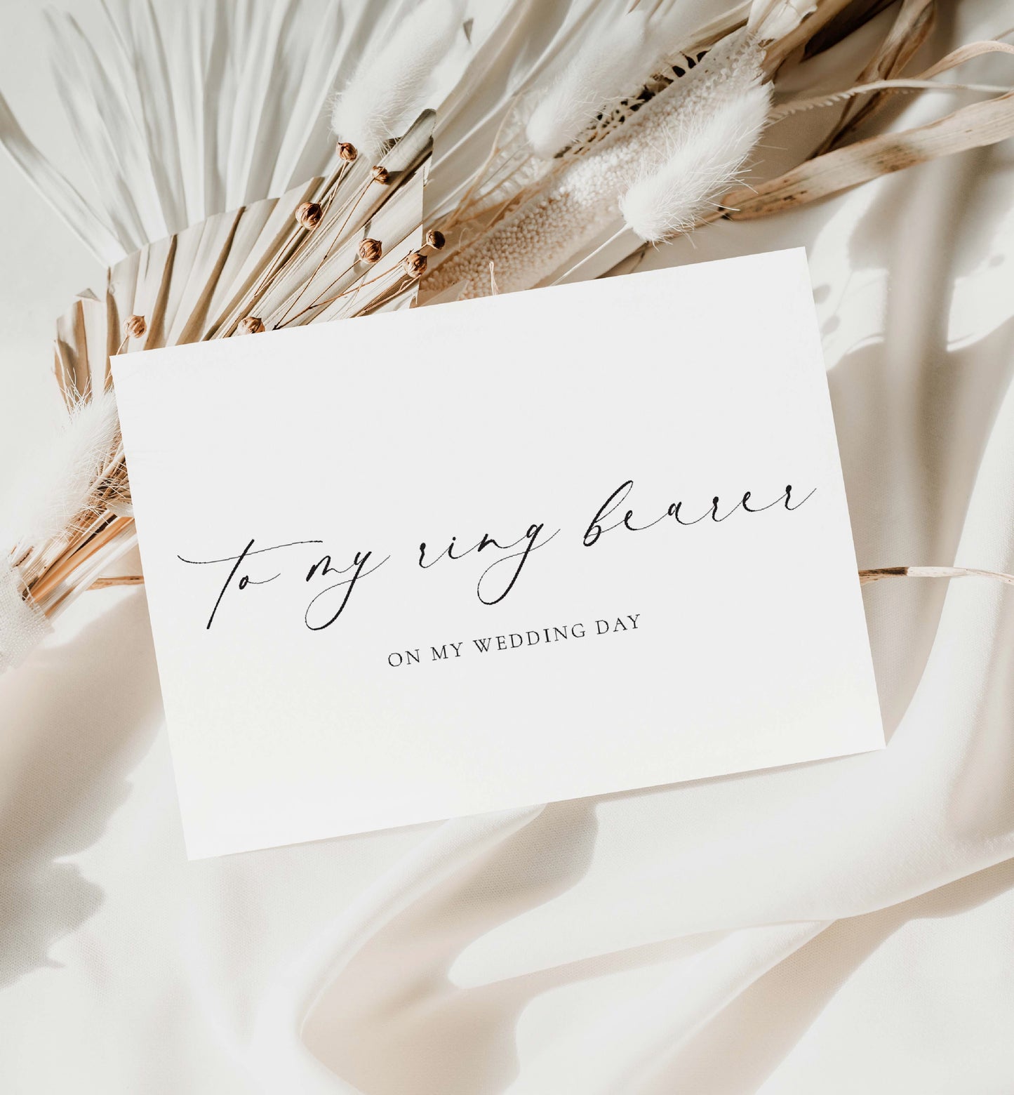 To My Ring Bearer On My Wedding Day Card, Minimalist Wedding Card, Thank You Page Boy Card, Off White Ivory, Ellesmere