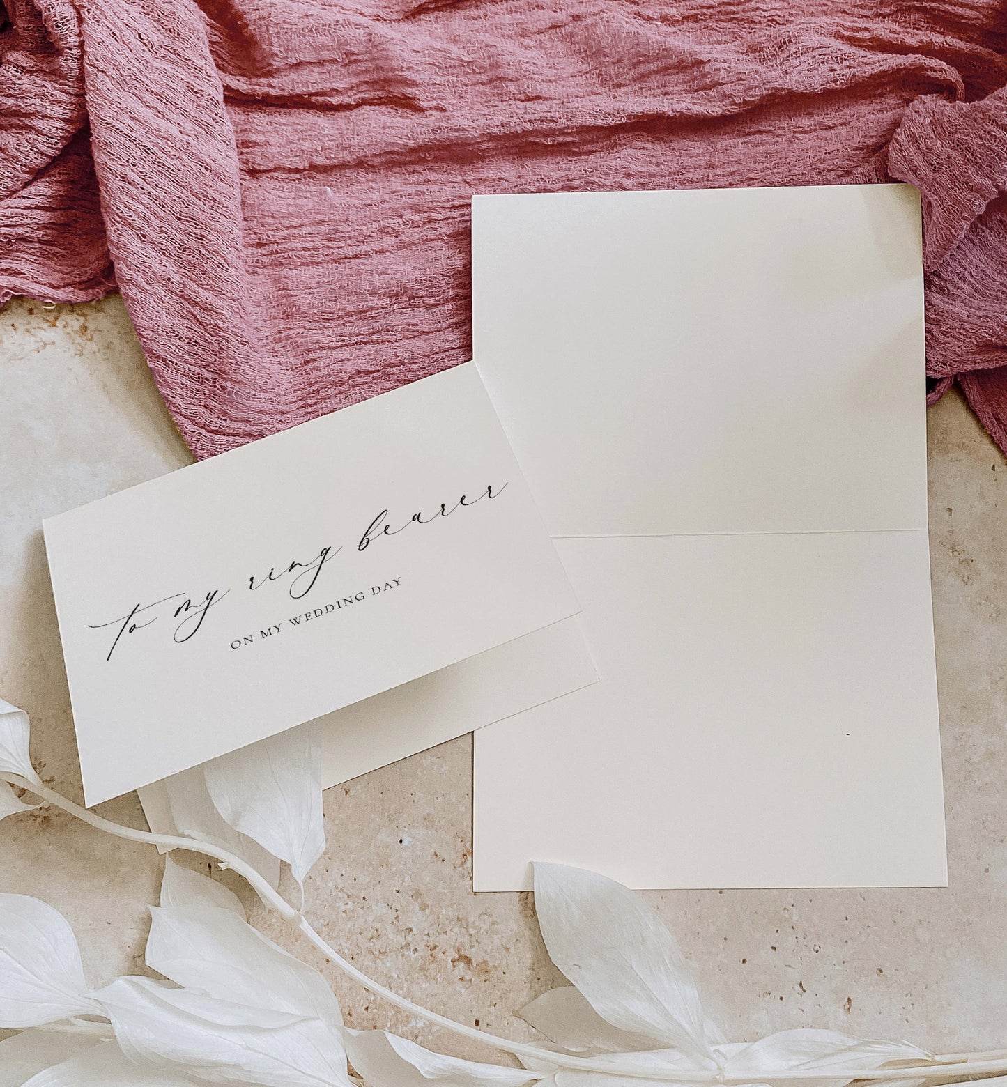 To My Ring Bearer On My Wedding Day Card, Minimalist Wedding Card, Thank You Page Boy Card, Off White Ivory, Ellesmere