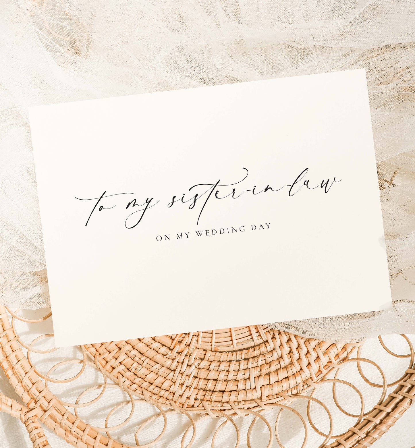 To My Sister-In-Law On MY Wedding Day Card, Modern Minimalist Wedding Day Card, Bride To Sister-In-Law Wedding Day Card, Ivory, Ellesmere
