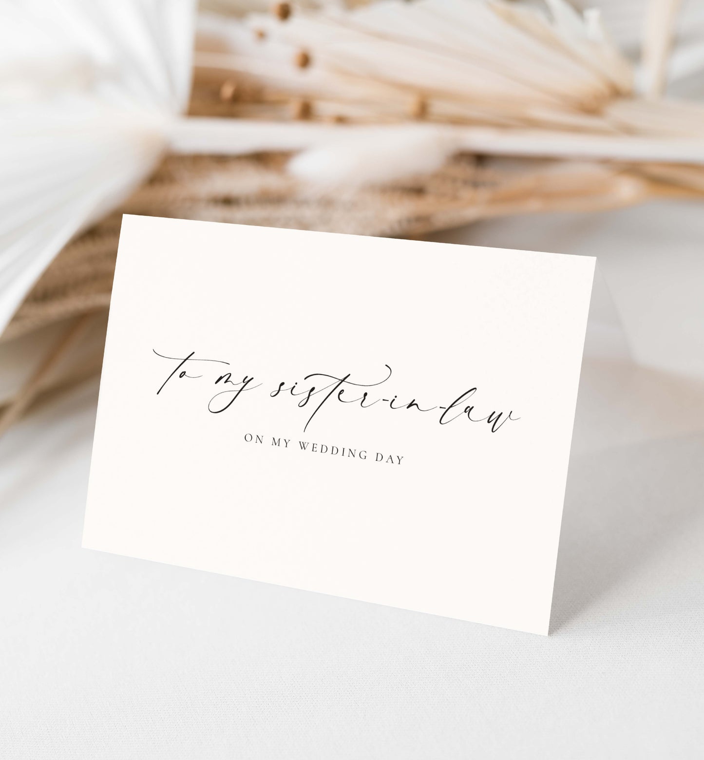 To My Sister-In-Law On MY Wedding Day Card, Modern Minimalist Wedding Day Card, Bride To Sister-In-Law Wedding Day Card, Ivory, Ellesmere