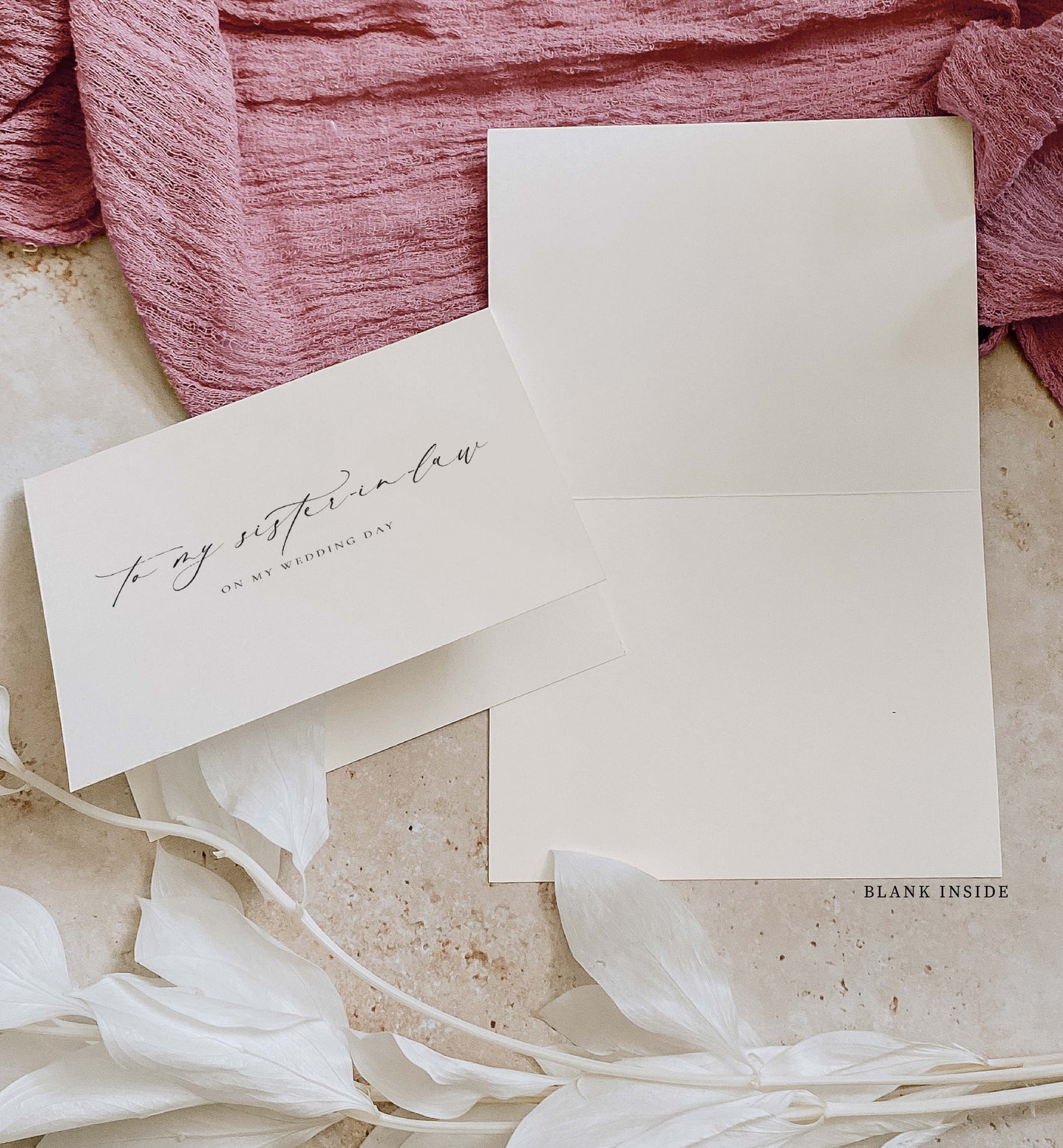 To My Sister-In-Law On MY Wedding Day Card, Modern Minimalist Wedding Day Card, Bride To Sister-In-Law Wedding Day Card, Ivory, Ellesmere