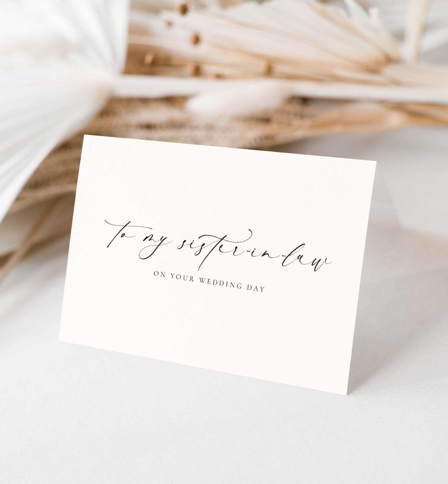 To My Sister-In-Law On YOUR Wedding Day Card, Modern Minimalist Wedding Day Card, Sibling To Bride Wedding Day Card, Ivory, Ellesmere