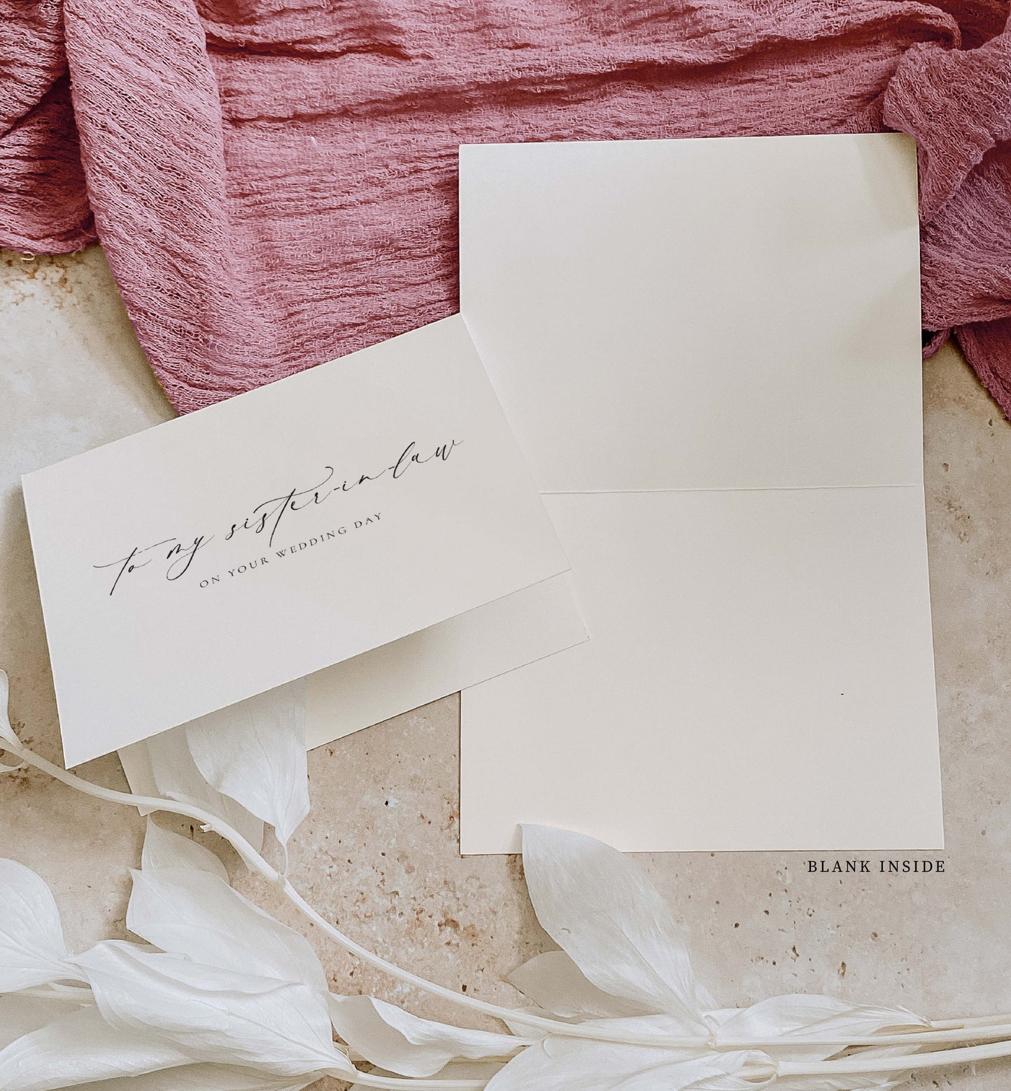 To My Sister-In-Law On YOUR Wedding Day Card, Modern Minimalist Wedding Day Card, Sibling To Bride Wedding Day Card, Ivory, Ellesmere