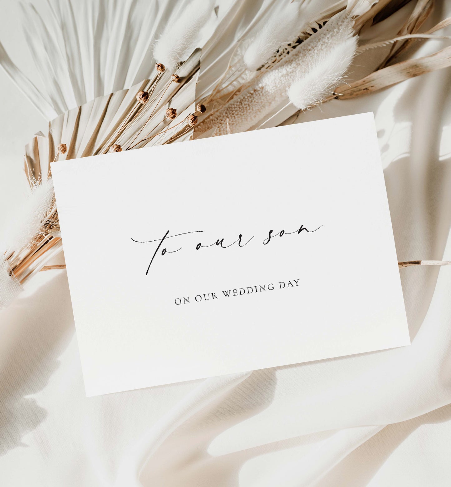 To Our Son On Our Wedding Day Card, Modern Minimalist Wedding Day Card, Bride To Son Wedding Day Card, Groom To Son, Ivory, Ellesmere
