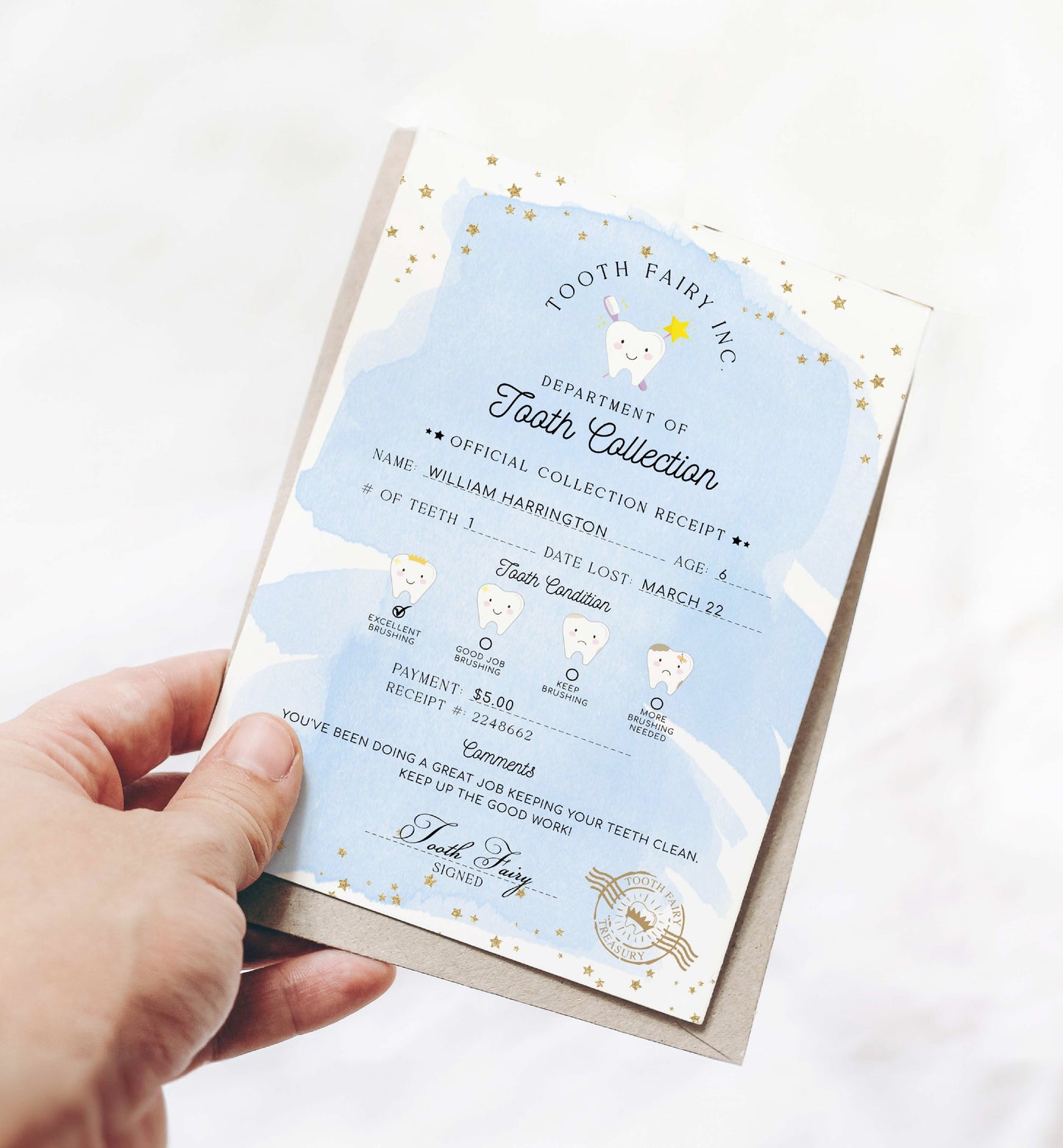 Printable Tooth Fairy Letter and Receipt, Tooth Fairy Collection Receipt, Tooth Fairy Payment Recipe And Visit Certificate, Lost Tooth Note