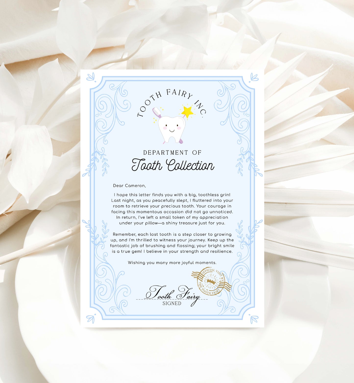 Printable Tooth Fairy Letter and Receipt, Tooth Fairy Collection Receipt, Tooth Fairy Payment Recipe And Visit Certificate, Lost Tooth Note