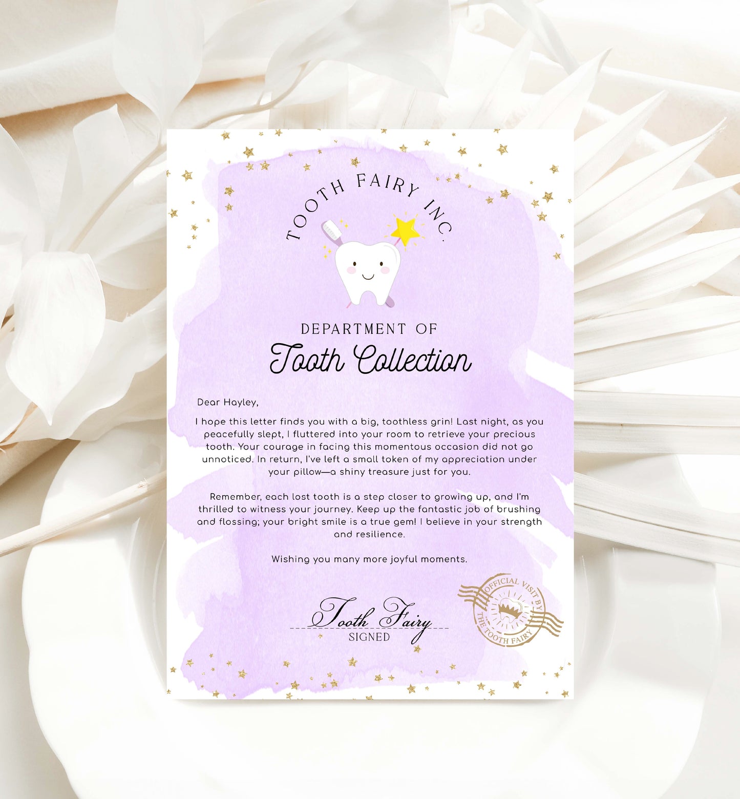 Printable Tooth Fairy Letter and Receipt, Tooth Fairy Collection Receipt, Tooth Fairy Payment Recipe And Visit Certificate, Lost Tooth Note