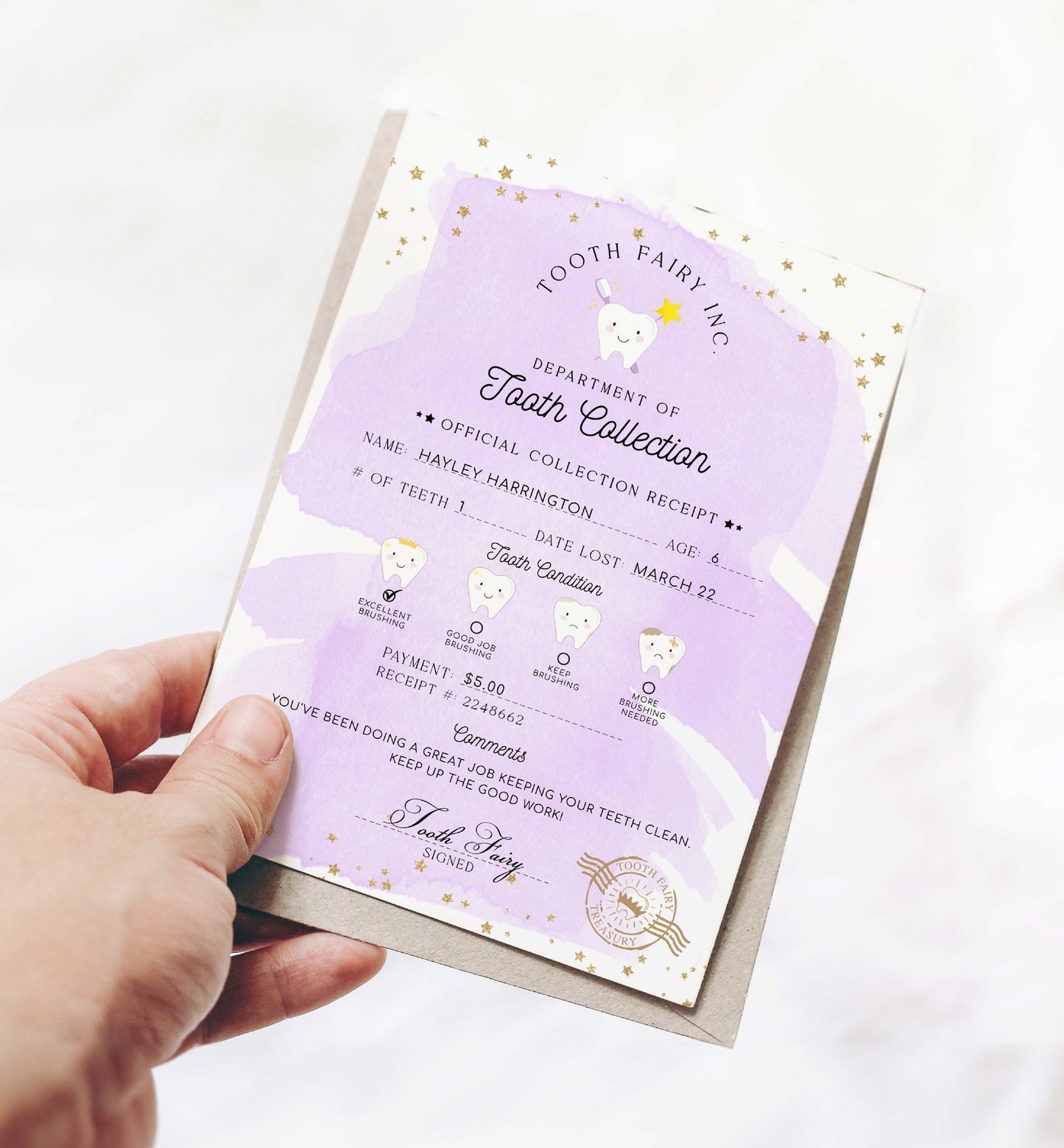 Printable Tooth Fairy Letter and Receipt, Tooth Fairy Collection Receipt, Tooth Fairy Payment Recipe And Visit Certificate, Lost Tooth Note