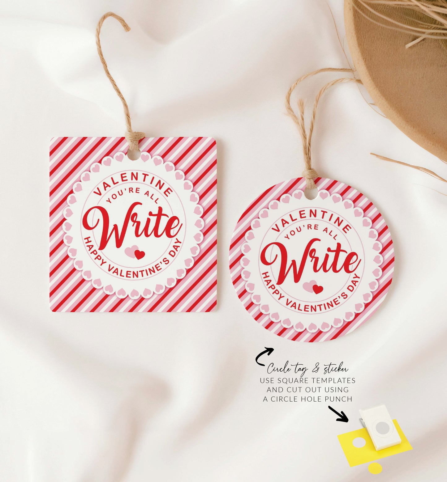 You're All Write Valentine's Day Tag, Printable Valentine's Day Pencil Gift Tag, Friends Classroom Valentine Pen Gift Tag