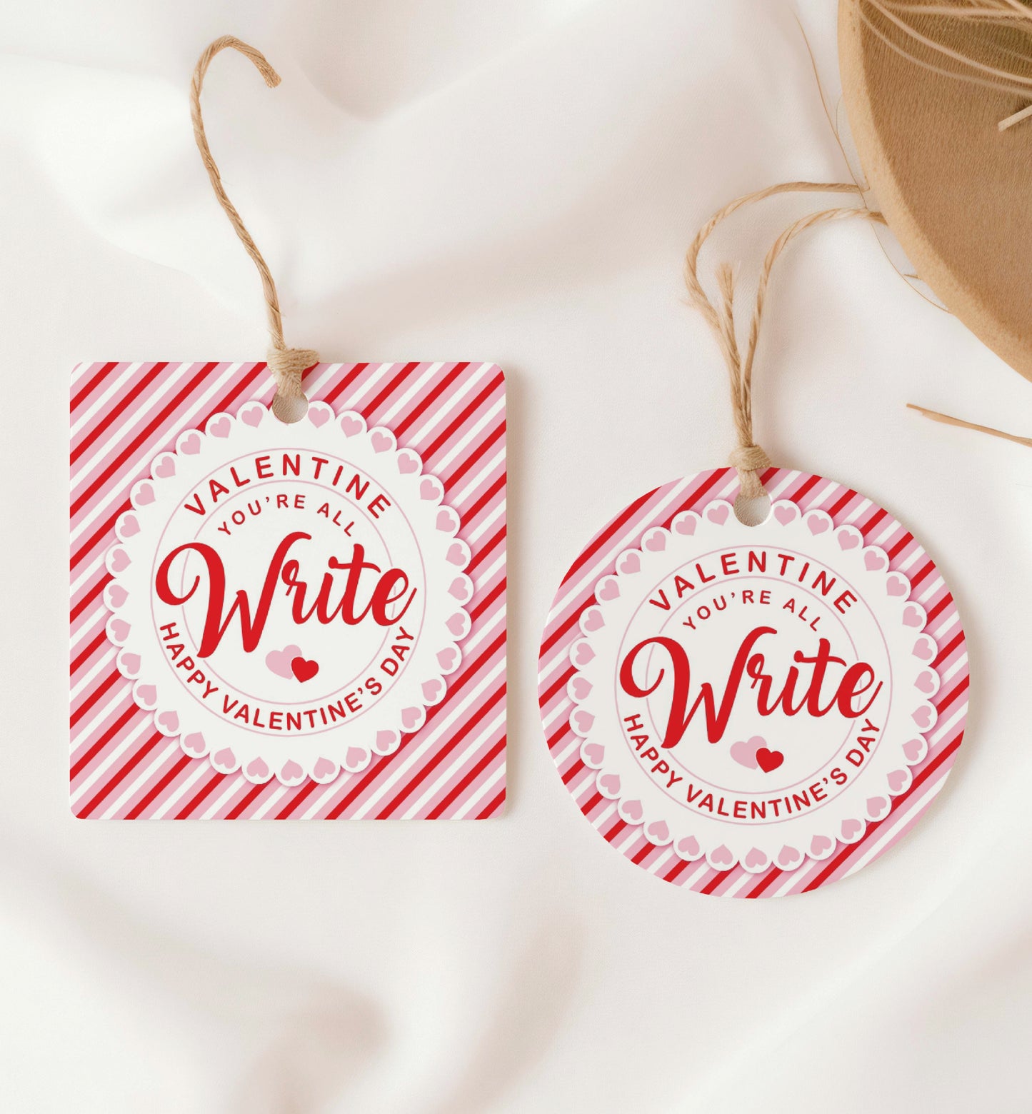 You're All Write Valentine's Day Tag, Printable Valentine's Day Pencil Gift Tag, Friends Classroom Valentine Pen Gift Tag