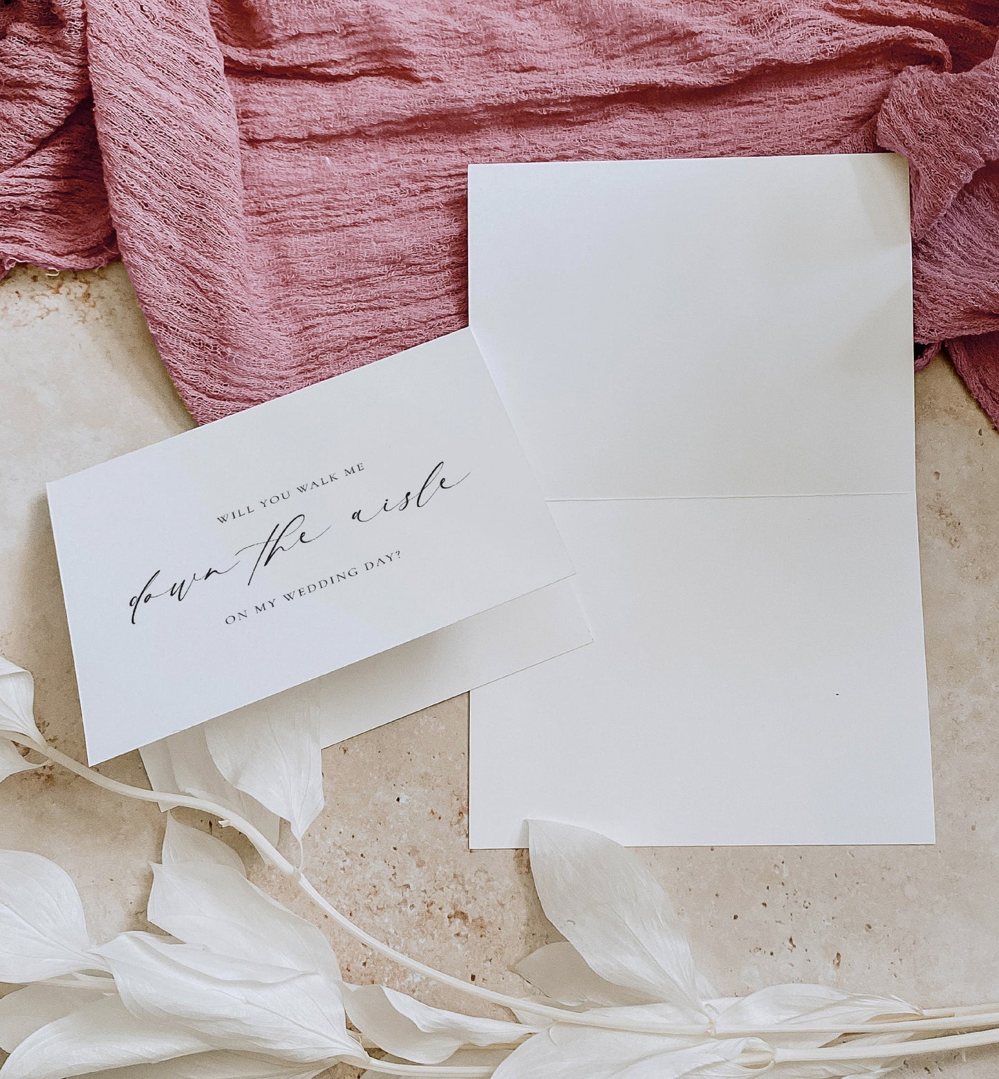 Will You Walk Me Down The Aisle Wedding Card, Will You Give Me Away Wedding Proposal Card, Minimalist Wedding, Off White Ivory, Ellesmere