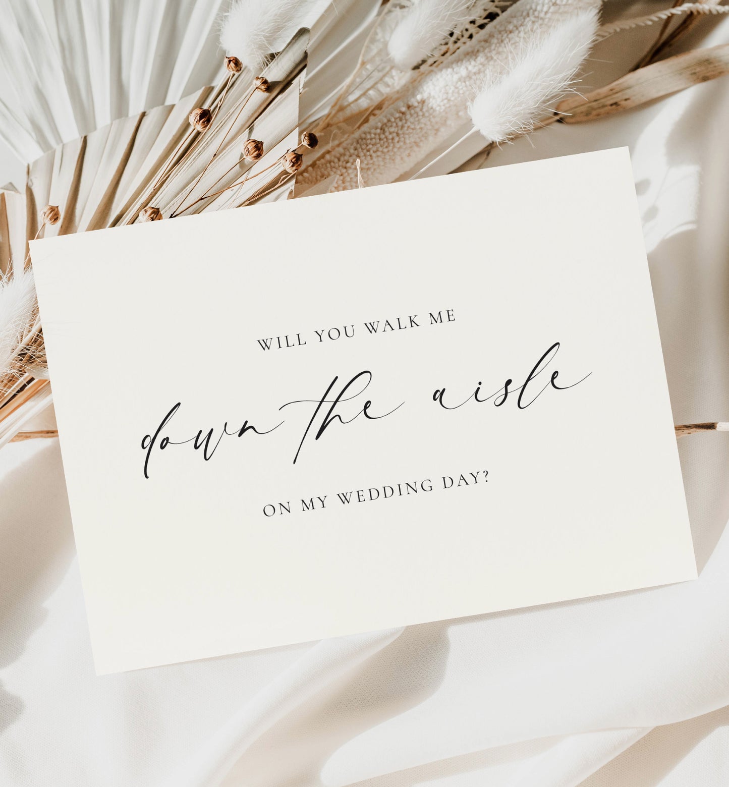 Will You Walk Me Down The Aisle Wedding Card, Will You Give Me Away Wedding Proposal Card, Minimalist Wedding, Off White Ivory, Ellesmere