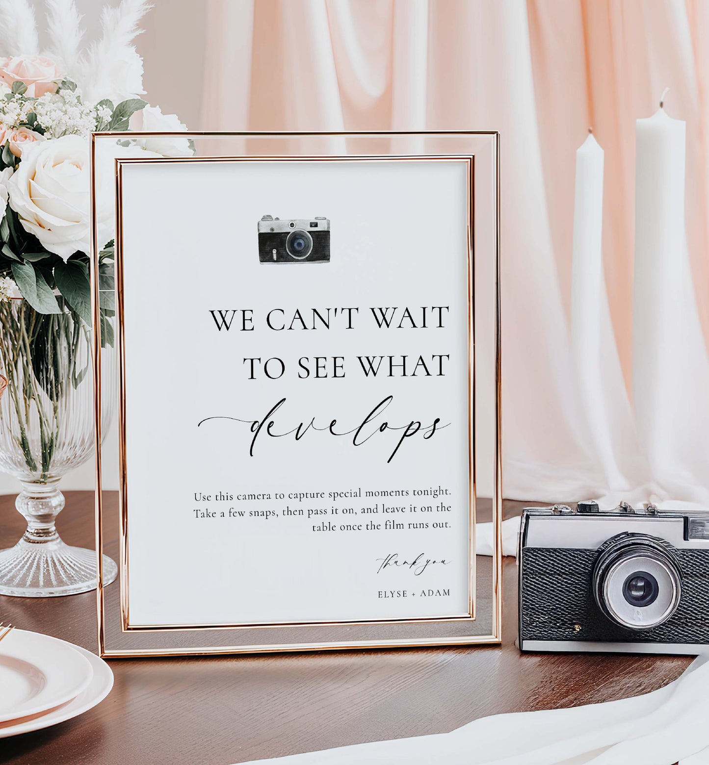 We Can't Wait To See What Develops Sign, Printable Wedding Disposable Camera Sign, Polaroid Guestbook Sign, Wedding I Spy Sign, Ellesmere