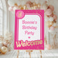 Printable Babie Hot Pink Welcome Sign, Printable Editable Pink Gold Girl's Come On Barbie Let's Go Party Welcome Sign, Girls Hot Pink Doll Party Welcome Sign
