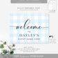 Gingham Blue | Printable Welcome Sign Template