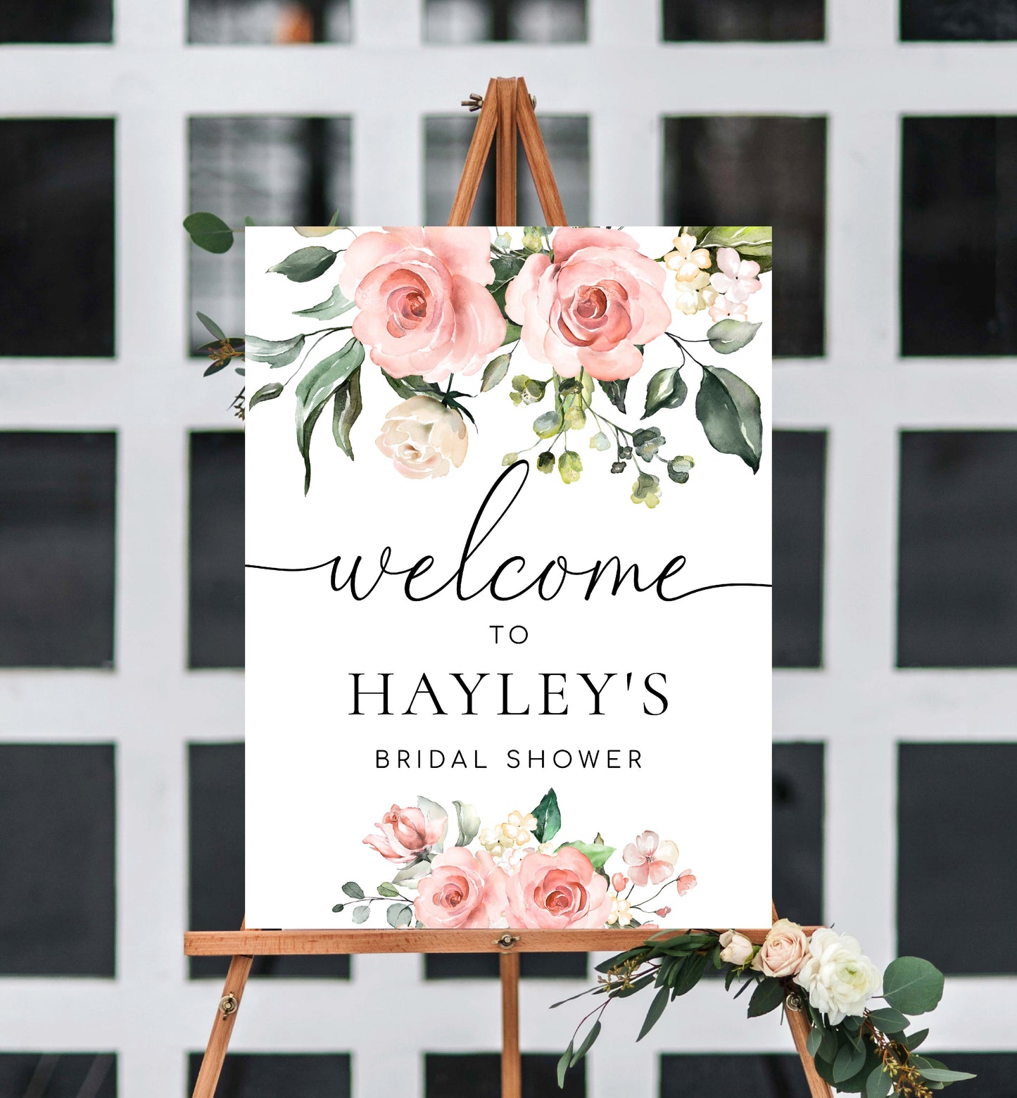Printable Bridal Shower Welcome Sign, Blush Floral Baby Shower Welcome Sign, Wedding Welcome Sign, Darcy Floral Pink