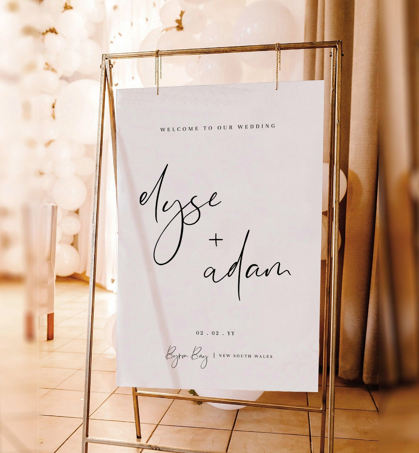 Minimalist Wedding Welcome Sign, Printable Modern Wedding Welcome Sign, Script Wedding Welcome Sign Poster, Large Wedding Sign, Gigi Script