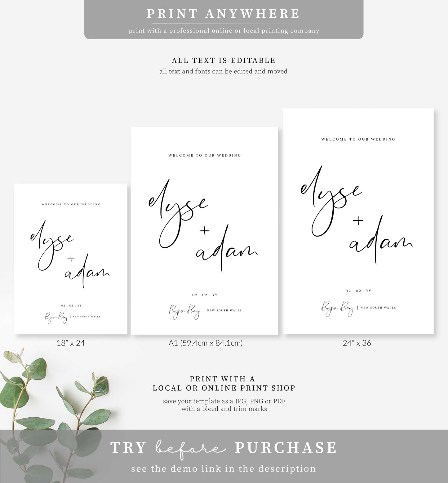 Gigi Script | Printable Welcome Sign Template