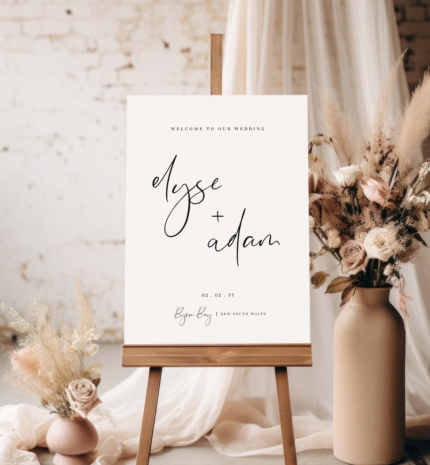 Minimalist Wedding Welcome Sign, Printable Modern Wedding Welcome Sign, Script Wedding Welcome Sign Poster, Large Wedding Sign, Gigi Script