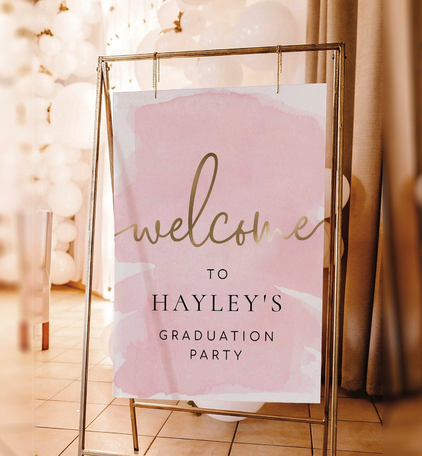 Printable Baby Shower Welcome Sign Template, Pink Watercolour, Girl Baby Shower Sign, Baby Sprinkle Sign, Birthday Welcome Sign
