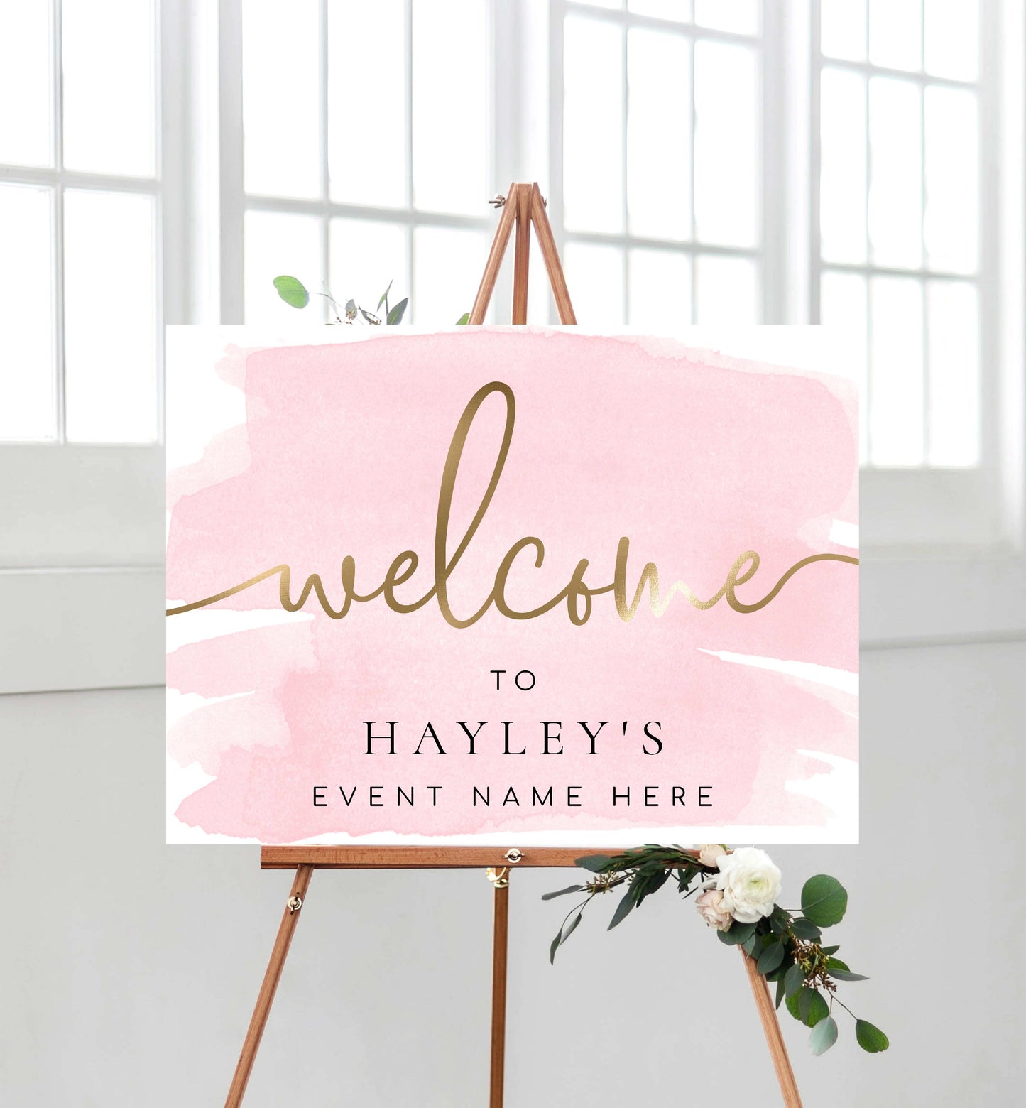 Printable Baby Shower Welcome Sign Template, Pink Watercolour, Girl Baby Shower Sign, Baby Sprinkle Sign, Birthday Welcome Sign