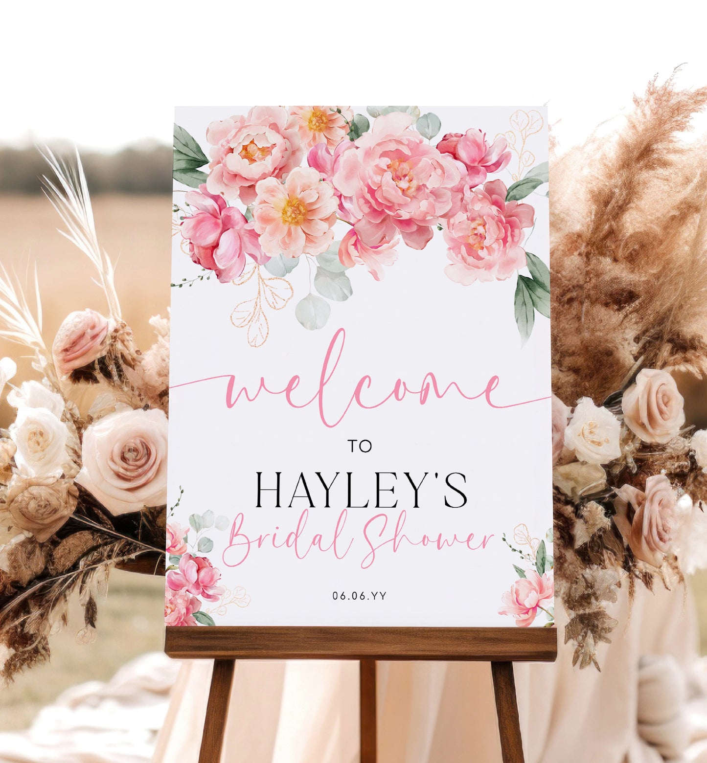 Hot Pink Peony Welcome Sign, Printable Baby Shower Welcome Sign, Spring Floral Bridal Shower Welcome Sign, Birthday Welcome Sign, Piper