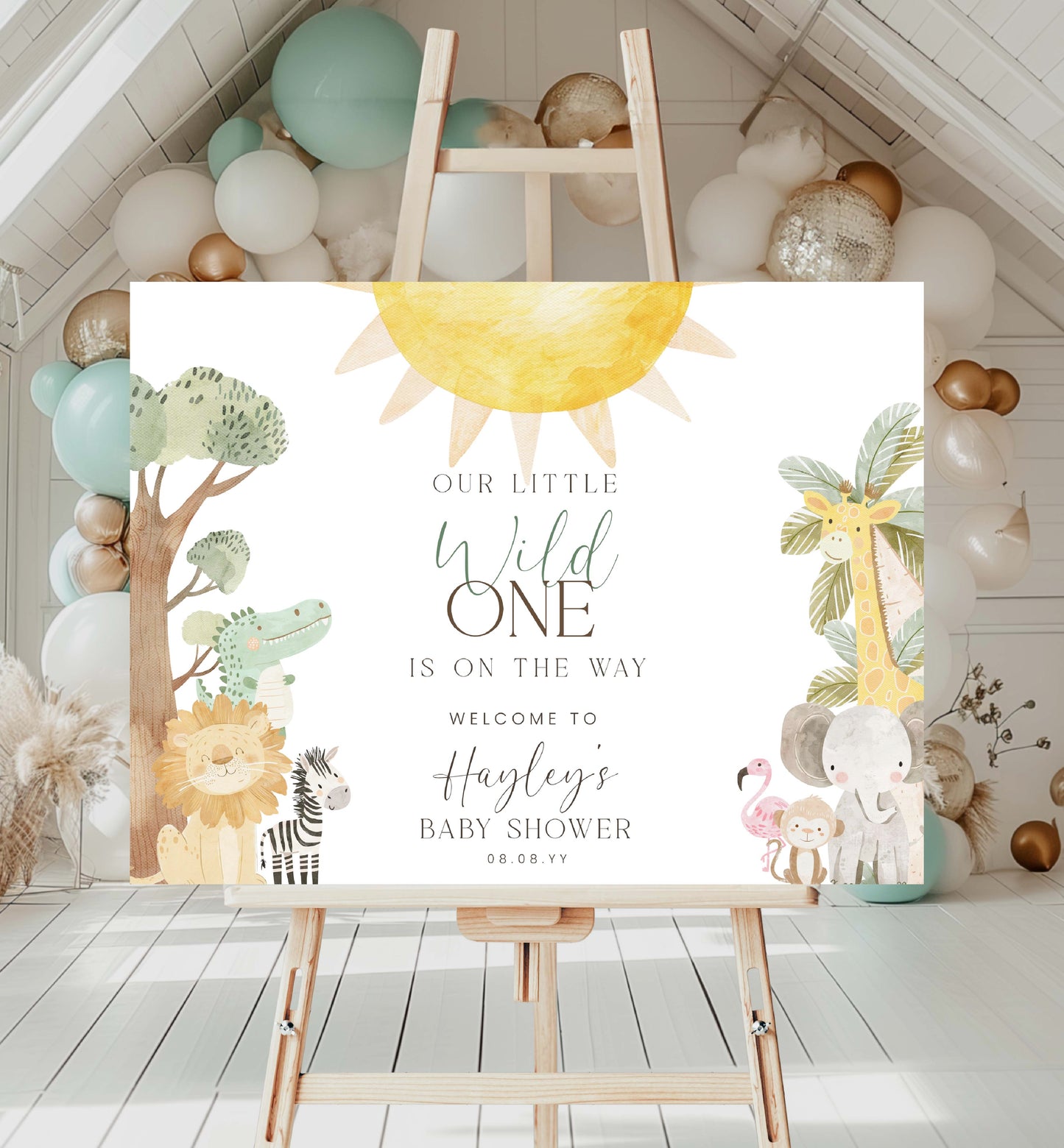 Wild One Baby Shower Welcome Sign, Printable Safari Boy Baby Shower Welcome Sign, Zoo Animal Welcome Sign, Jungle Animals Baby Shower, Nyala