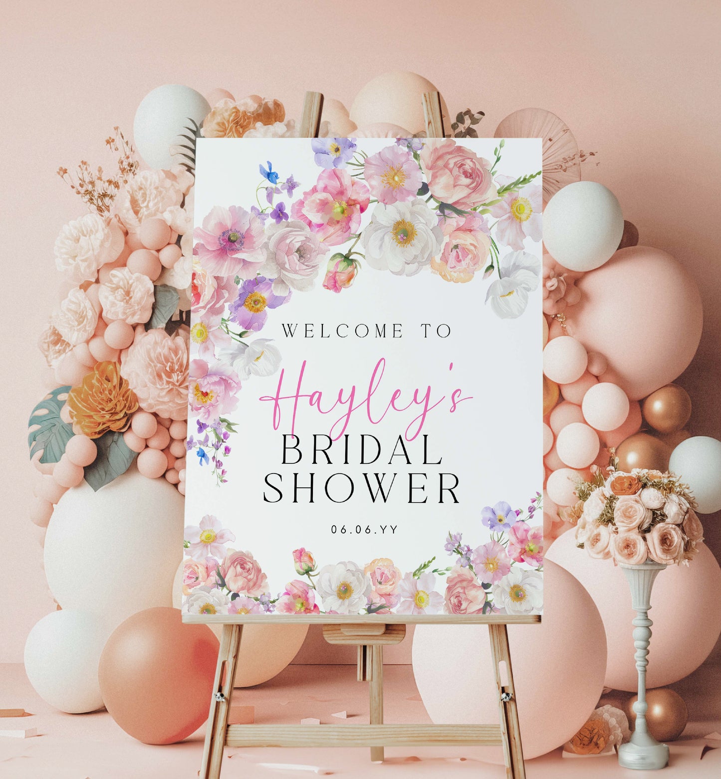Wildflowers Welcome Sign, Printable Bridal Shower Welcome Sign, Spring Floral Baby Shower Welcome Sign, Birthday Welcome Sign, Eloise