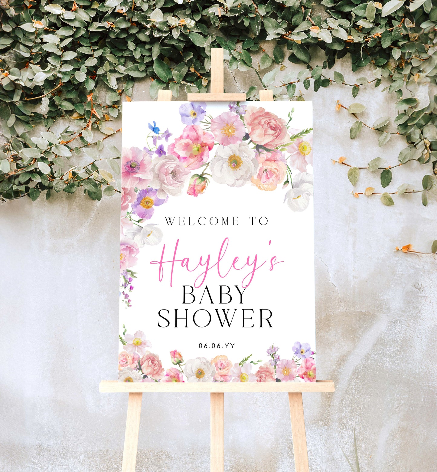Wildflowers Welcome Sign, Printable Bridal Shower Welcome Sign, Spring Floral Baby Shower Welcome Sign, Birthday Welcome Sign, Eloise