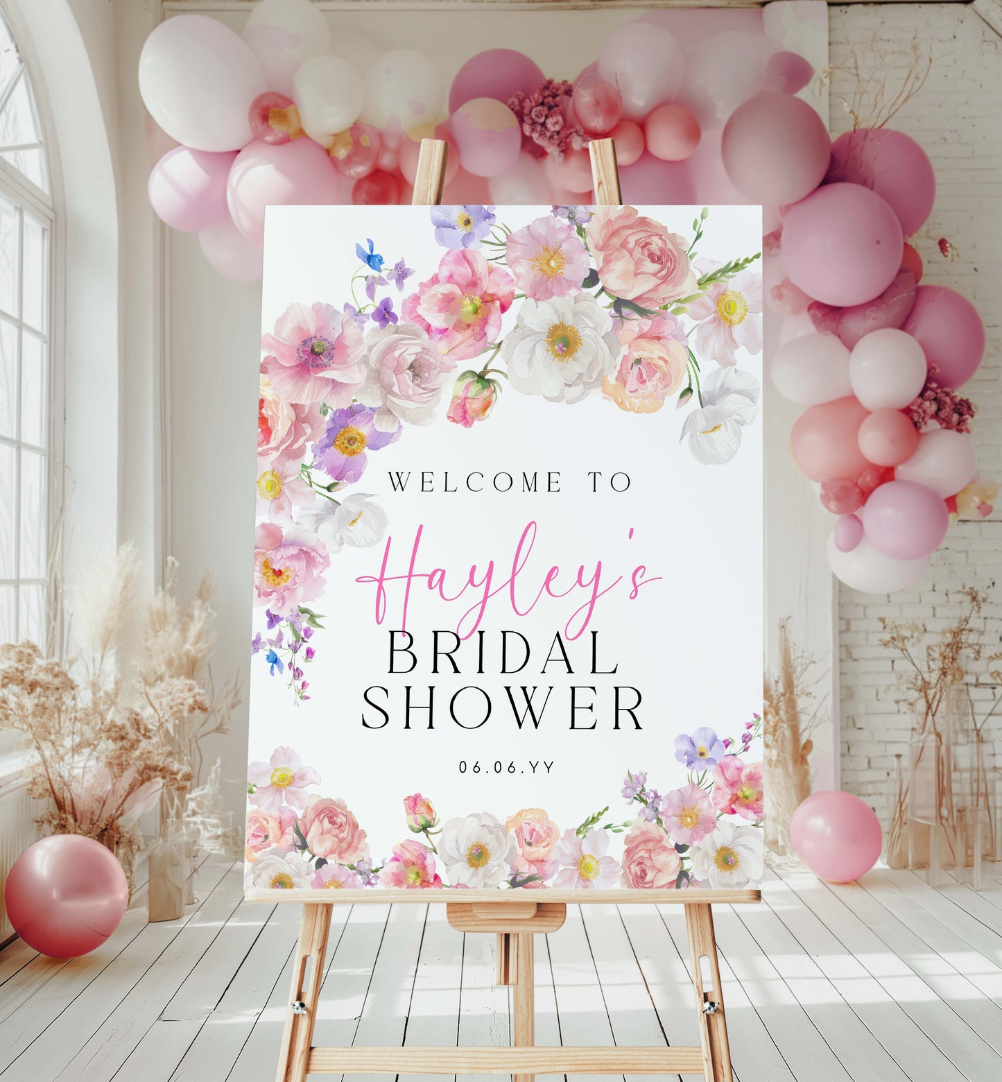 Wildflowers Welcome Sign, Printable Bridal Shower Welcome Sign, Spring Floral Baby Shower Welcome Sign, Birthday Welcome Sign, Eloise