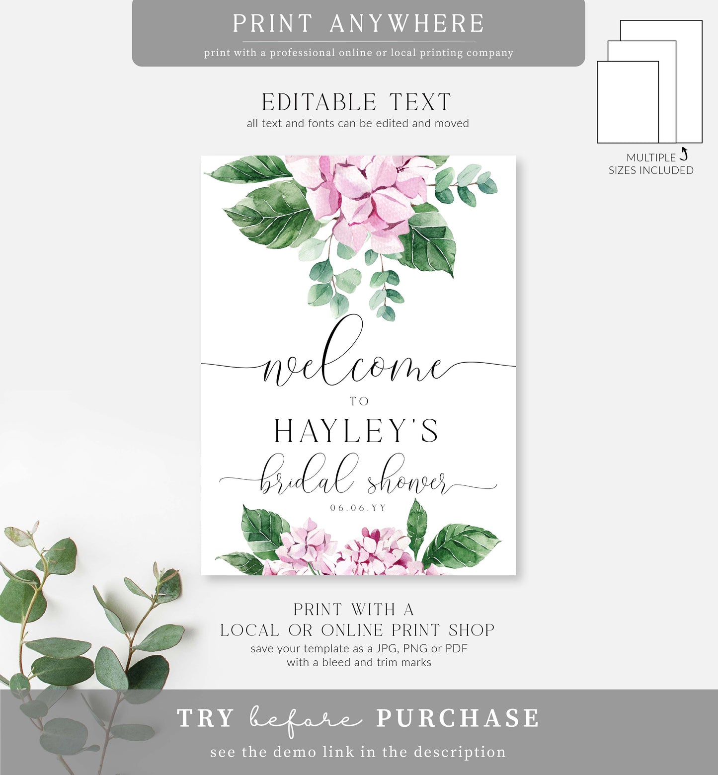 Ferras Blossom Pink | Printable Welcome Sign Template