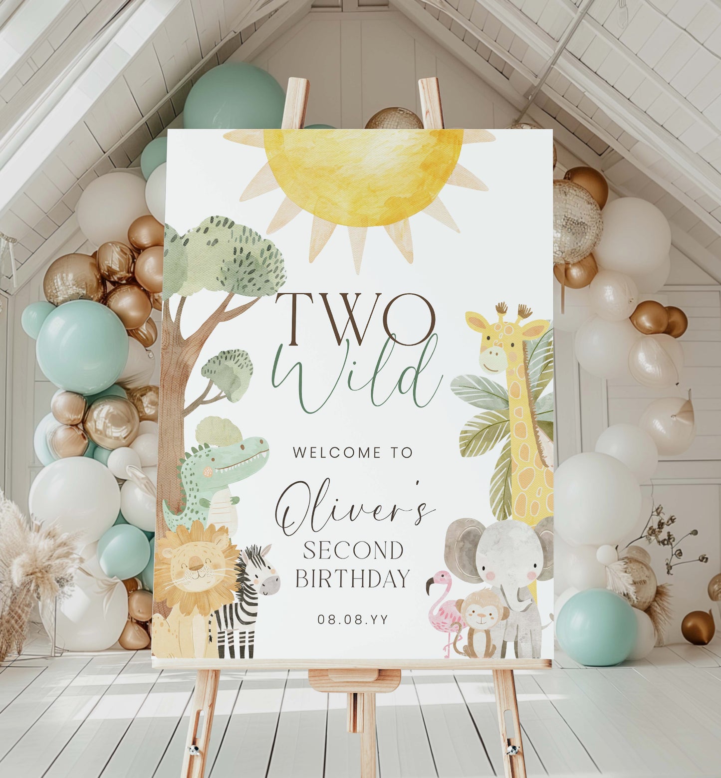 Printable Second Birthday Welcome Sign, Safari 2nd Birthday Sign, Two Wild, Boy Zoo Animal Welcome Sign, Jungle Animals Birthday, Nyala