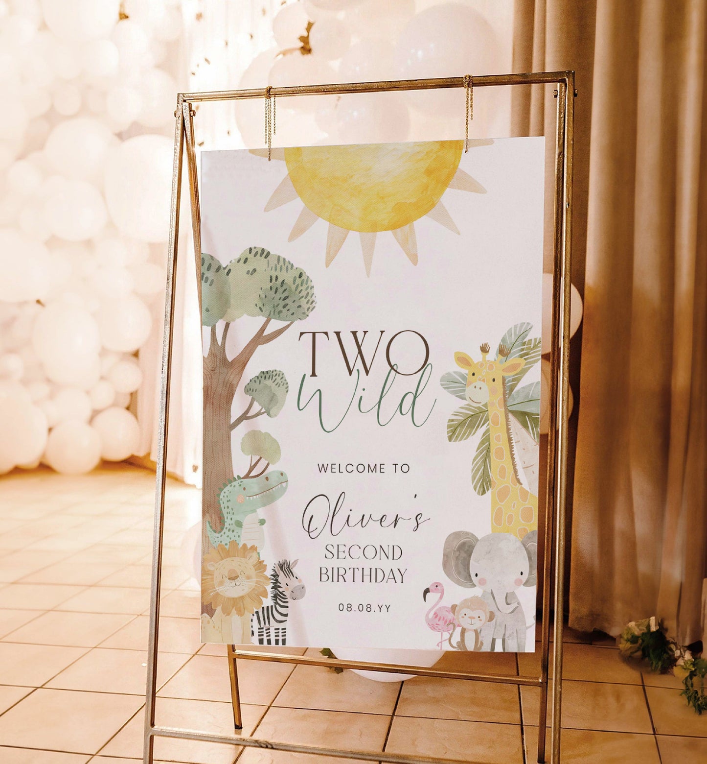 Printable Second Birthday Welcome Sign, Safari 2nd Birthday Sign, Two Wild, Boy Zoo Animal Welcome Sign, Jungle Animals Birthday, Nyala