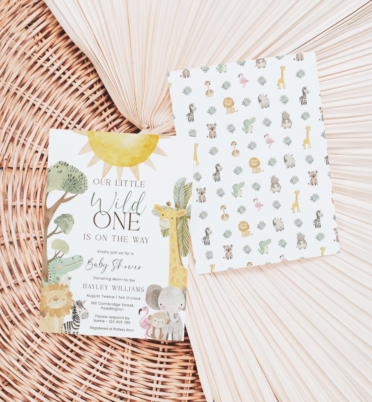 Safari Baby Shower Invitation, Printable Wild One Boy Baby Shower Invite, Editable Jungle Animals Baby Shower Invitation, Nyala