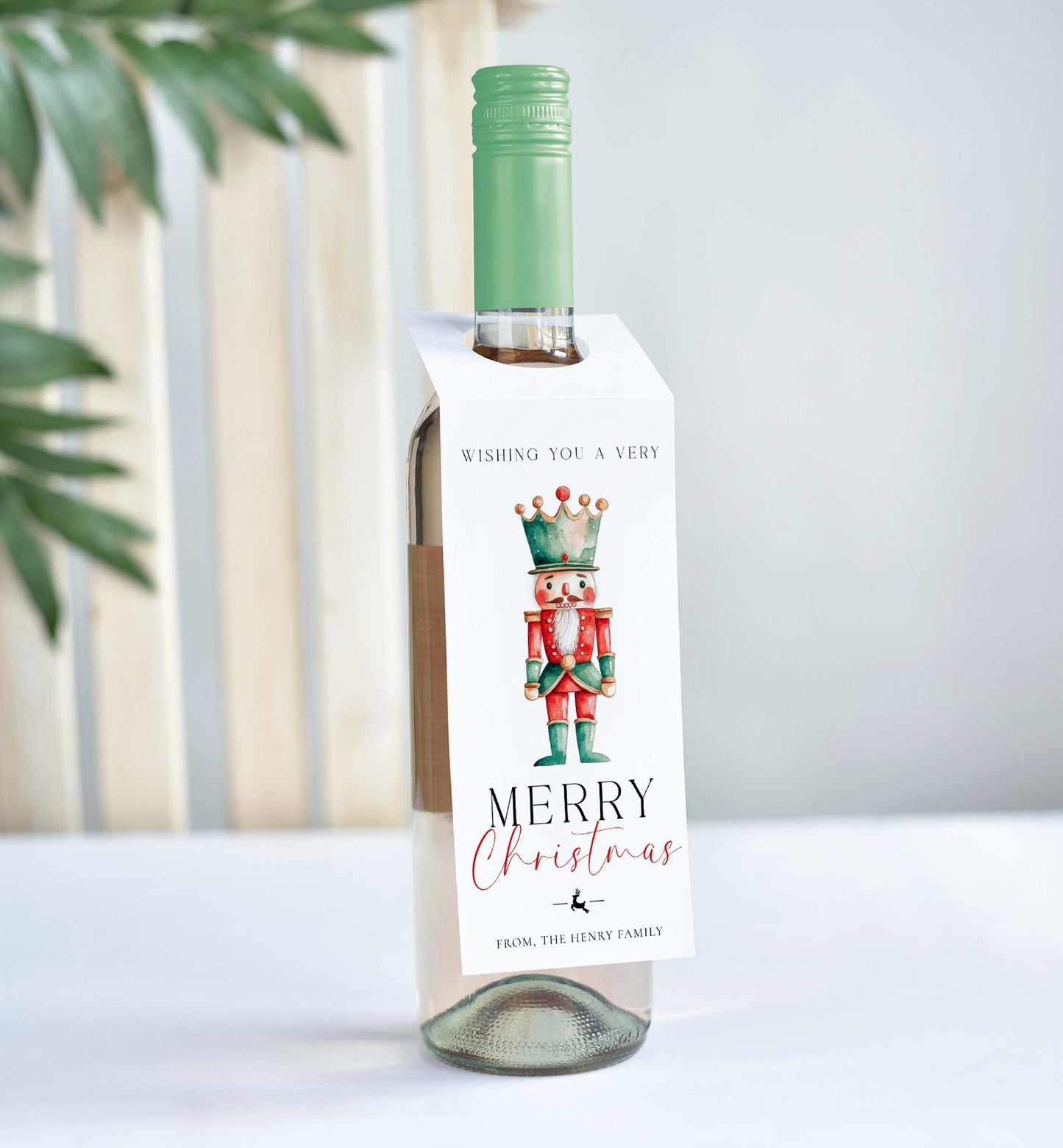 Printable Merry Christmas Wine Bottle Tag, Nutcracker Wine Bottle Bib, Holiday Wine Gift Tags, Personalized Christmas Tags, Magical
