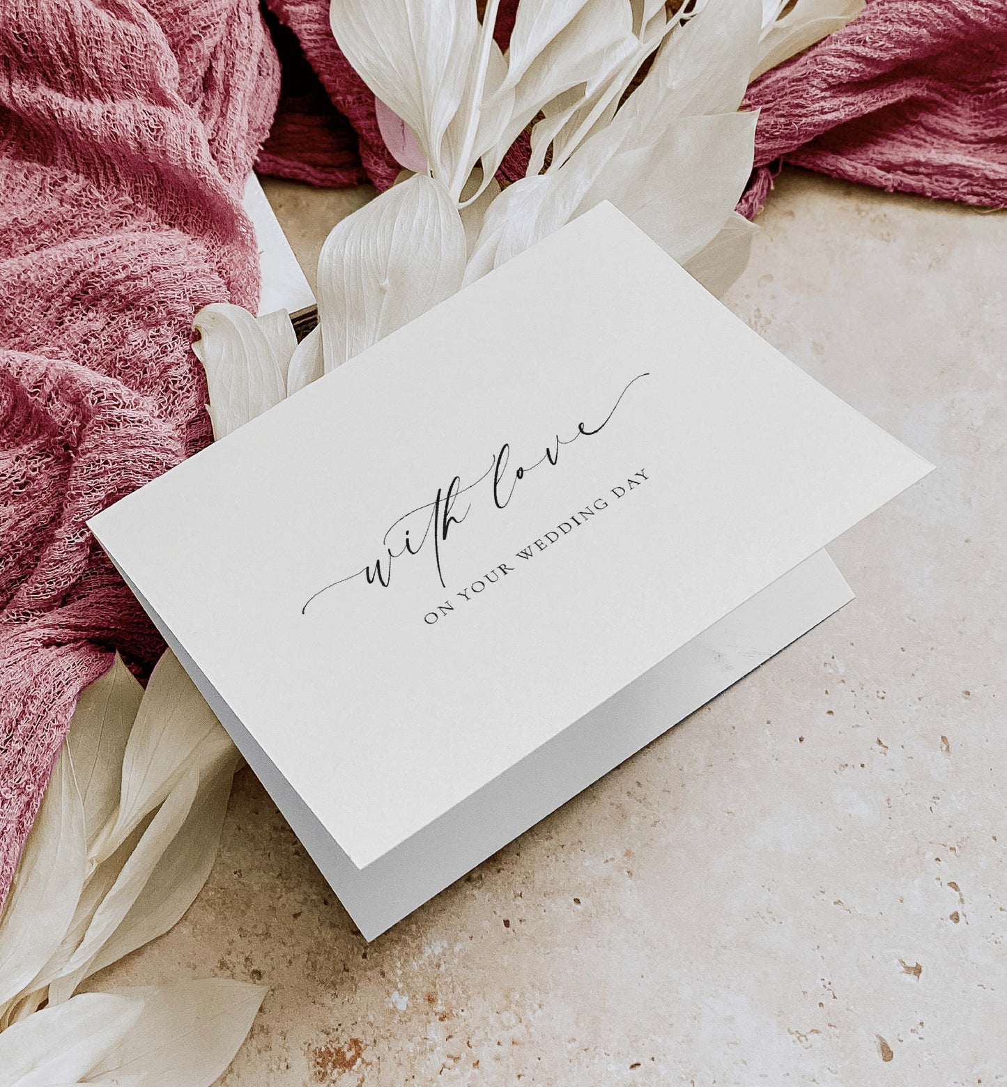 With Love On Your Wedding Day Card, Minimalist Wedding Wishing Well Gift Card, Wedding Present Gift Card, Ivory, Ellesmere