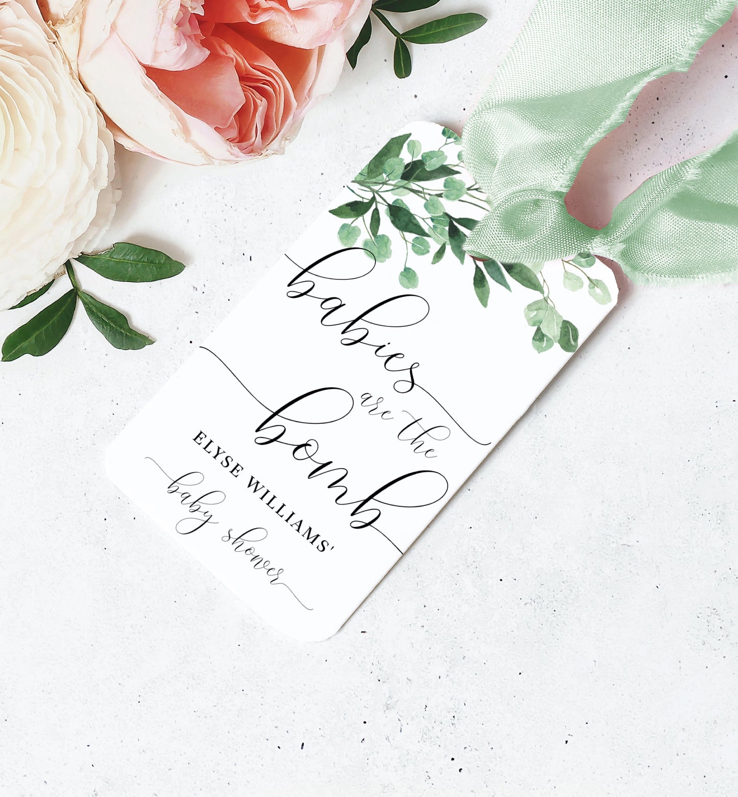 Everly Greenery | Printable Bath Bomb Favour Tags Template
