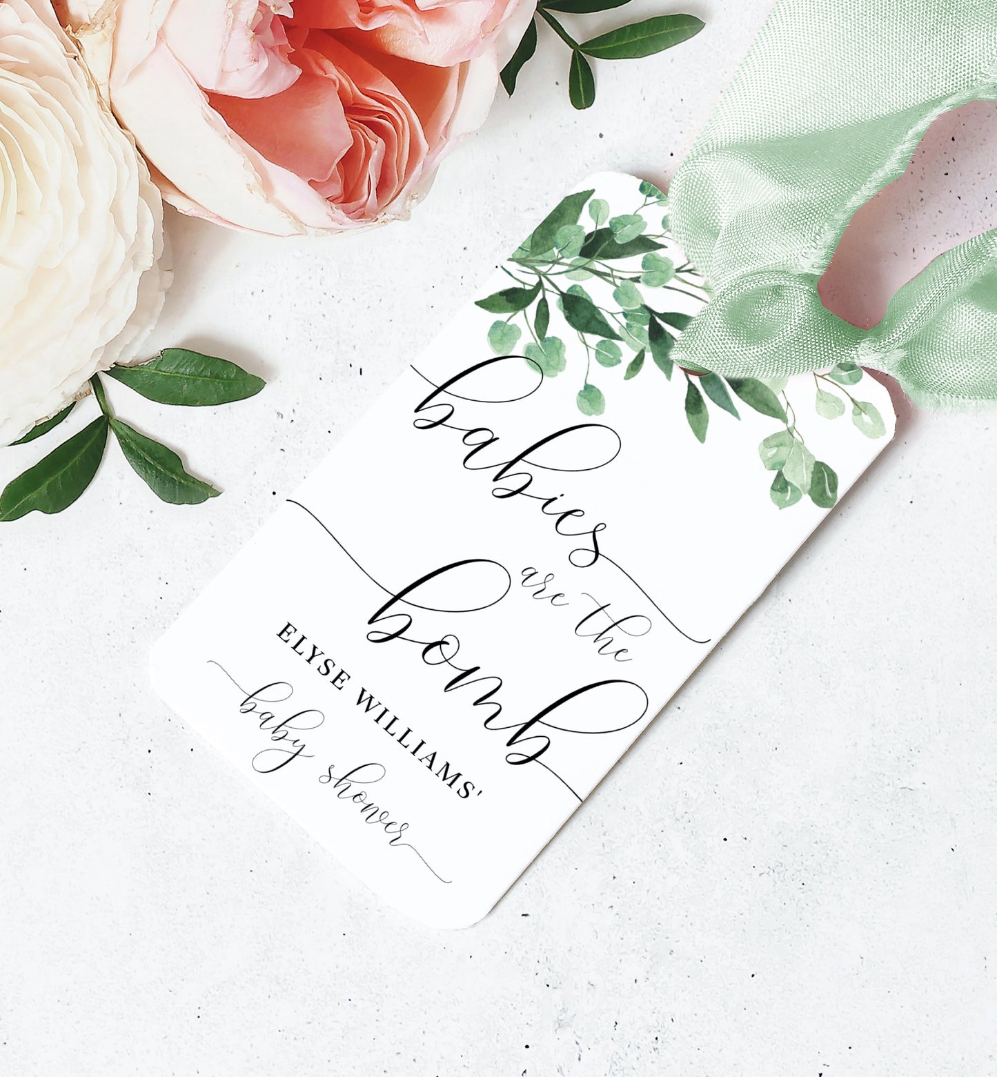 Everly Greenery | Printable Bath Bomb Favour Tags Template