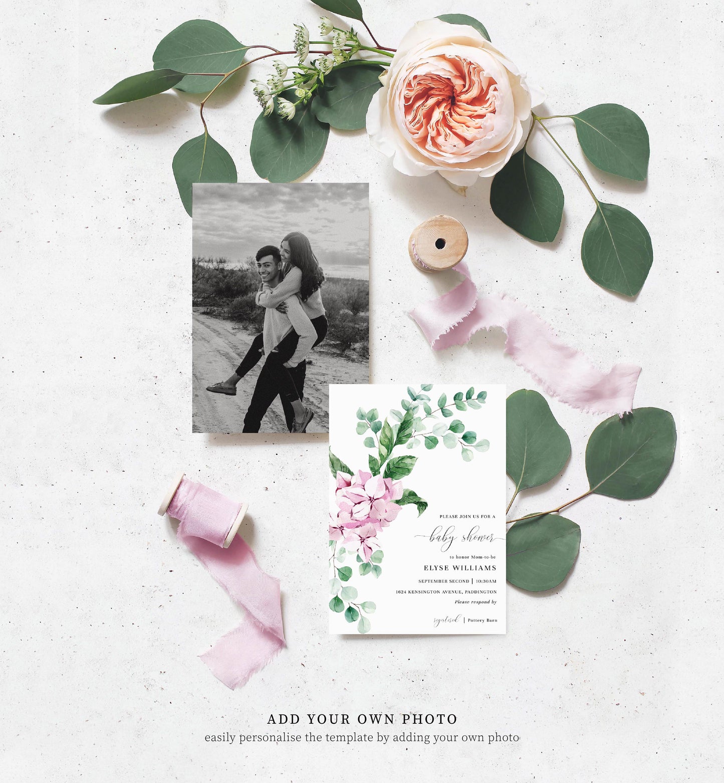 Ferras Blossom Pink | Printable Baby Shower Invitation Suite