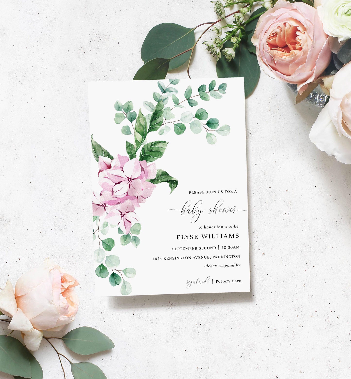 Ferras Blossom Pink | Printable Baby Shower Invitation Suite