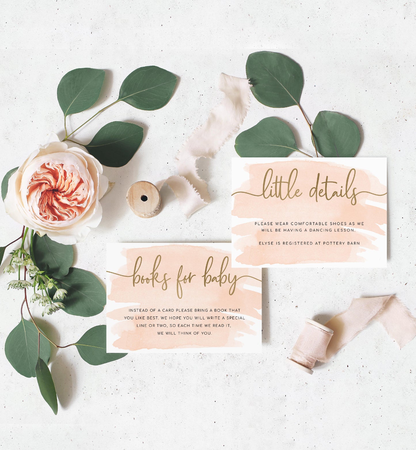 Watercolour Peach | Printable Baby Shower Invitation Suite - Black Bow Studio